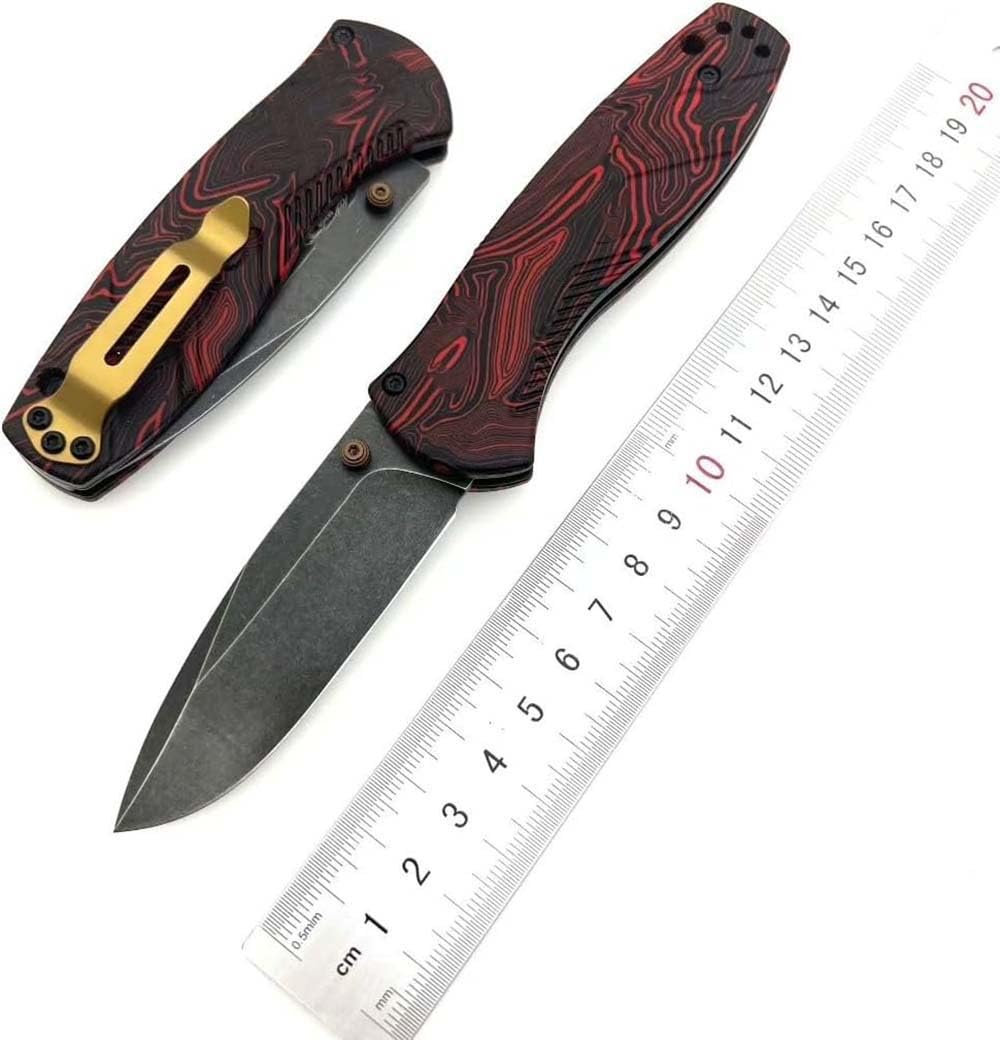 Klappmesser 6.9" Sehr Scharfes Taschenmesser aus stahl s90v, Rot Muster g10, Praktisch Rutschfest, Outdoor Edc Messer Survival Jagdmesser, Axis lock messer, Klein einhand messer tanto mit knopfdruck