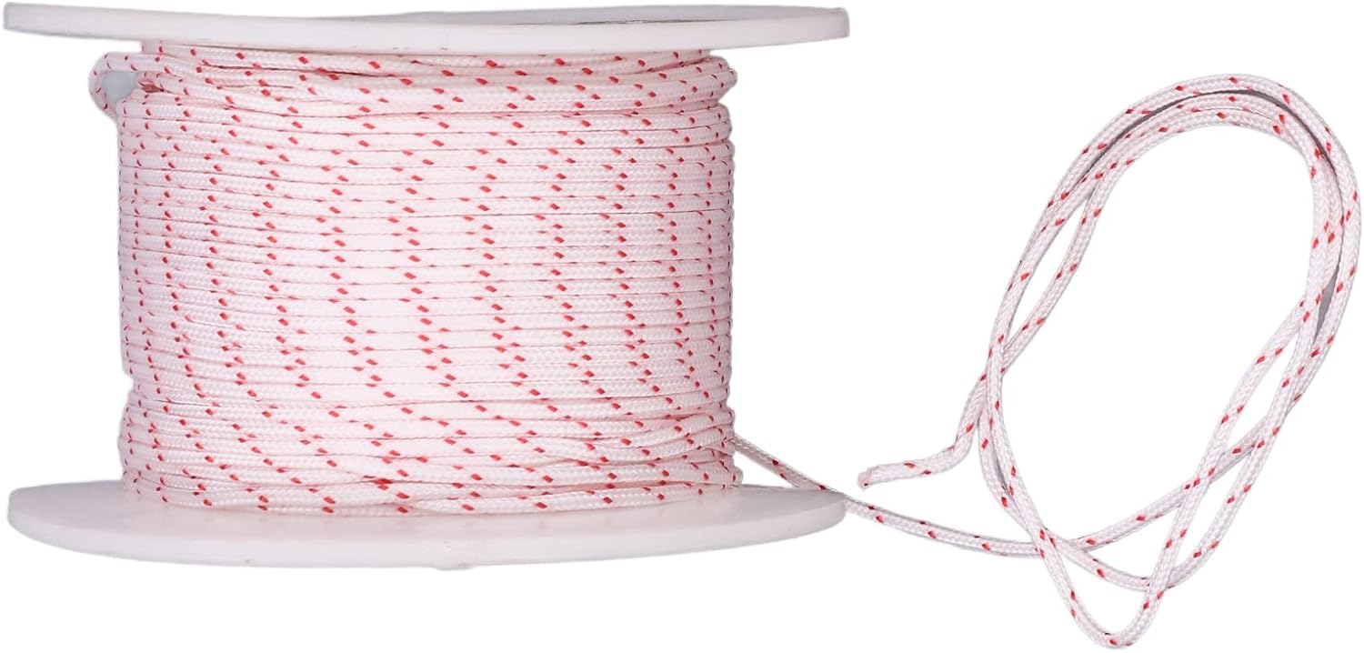 Plplaaoo Pull Start Cord – 2.8mm Recoil Starter Rope 100m, High Wear Resistant Nylon Rope for Lawn Mower, Chainsaw, Trimmer, Leaf Blower, Generator (Replacement Pull Cord)