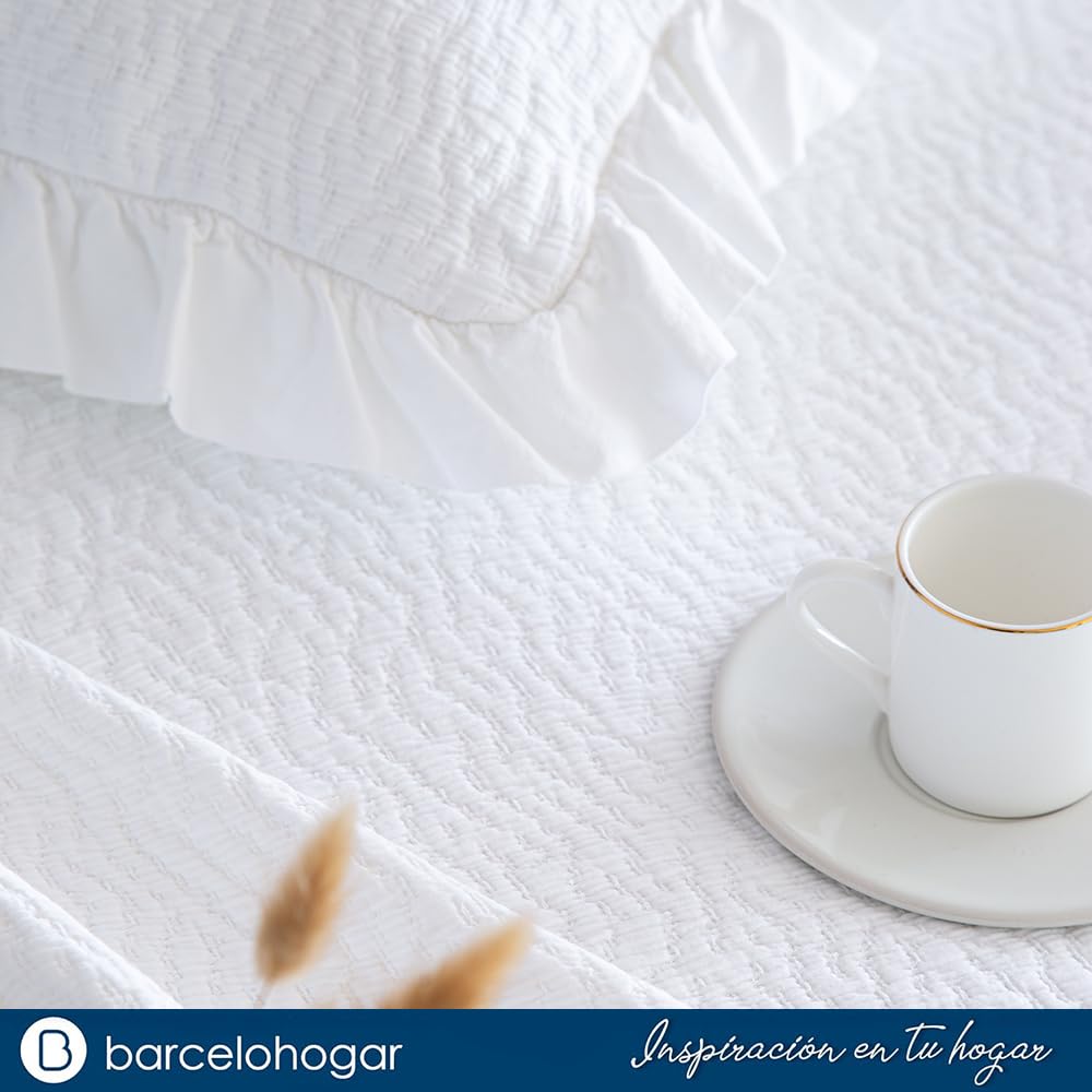 Colcha Jacquard Noa - 01 Blanco, 150 cm