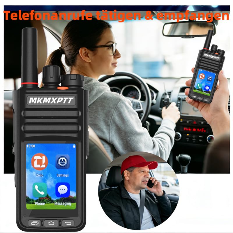 Globales HD Walkie-Talkie, 6,1 cm TFT Touchscreen, Android 9.0, WLAN, Bluetooth, GPS, 2G/3G/4G Unterstützung