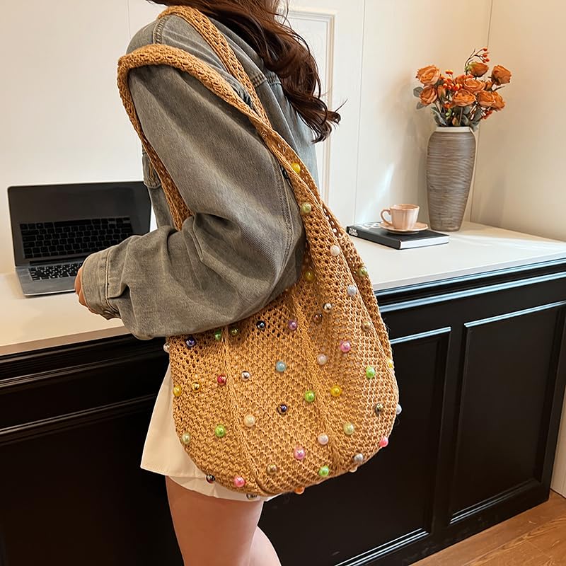 Bolso tote de playa tejido grande estilo vacaciones miniatura 4