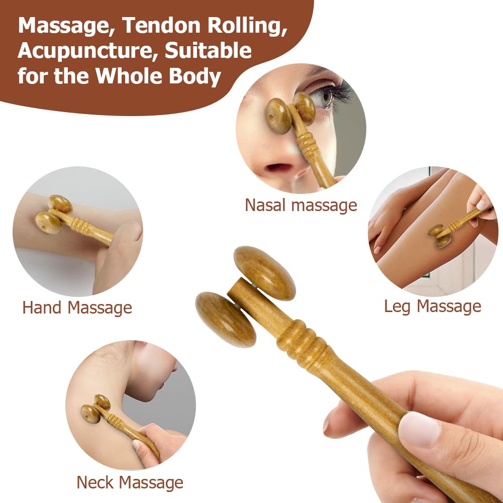 ACWOO Faszienrolle Holz, 2 Stück Faszienstab holz, Massageroller Holz, Anti Cellulite Massage Massagegerät für Muskelentspannung, Körperformung, Gua Sha Massage