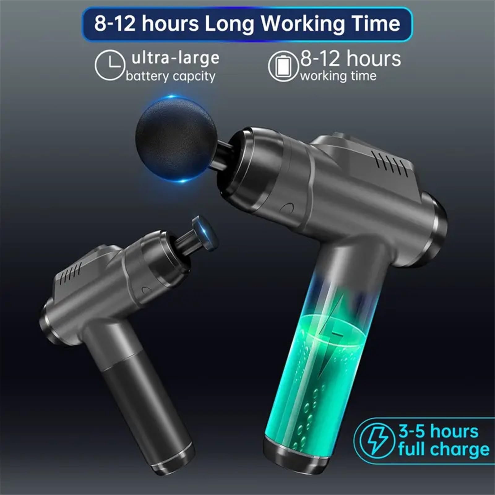 Pistola de Masaje, Masajeador Eléctrico Con Pistola De Masaje Muscular Profundo 8 Cabezales para Relajación Muscular