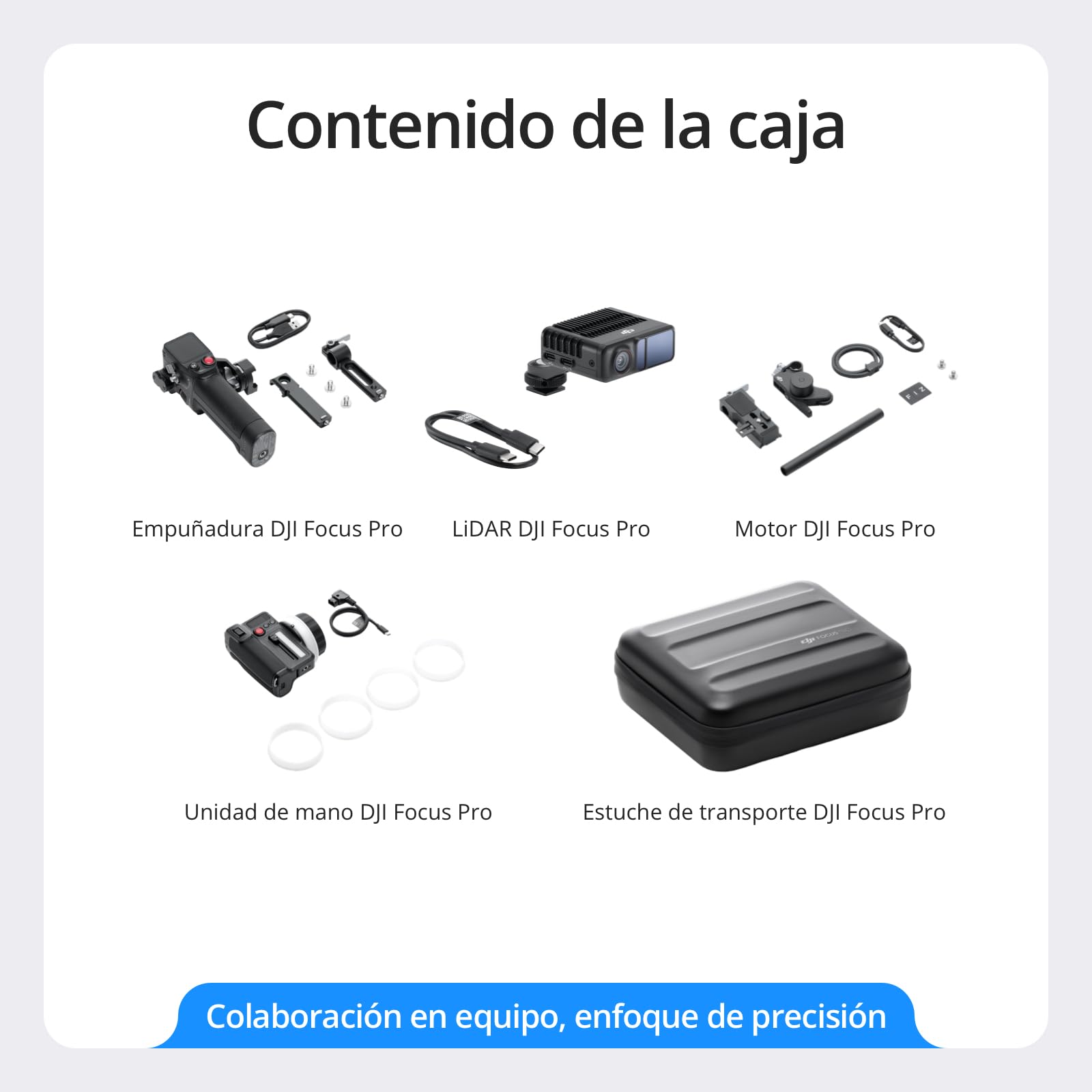 Pack dji Focus Pro Todo en Uno, Sistema de Control de Objetivos AMF, Enfoque de Objetos a 20 m, 76 800 Puntos de medición LiDAR, reconocimiento por IA, Control de FIZ del Objetivo, Unidad de Mano
