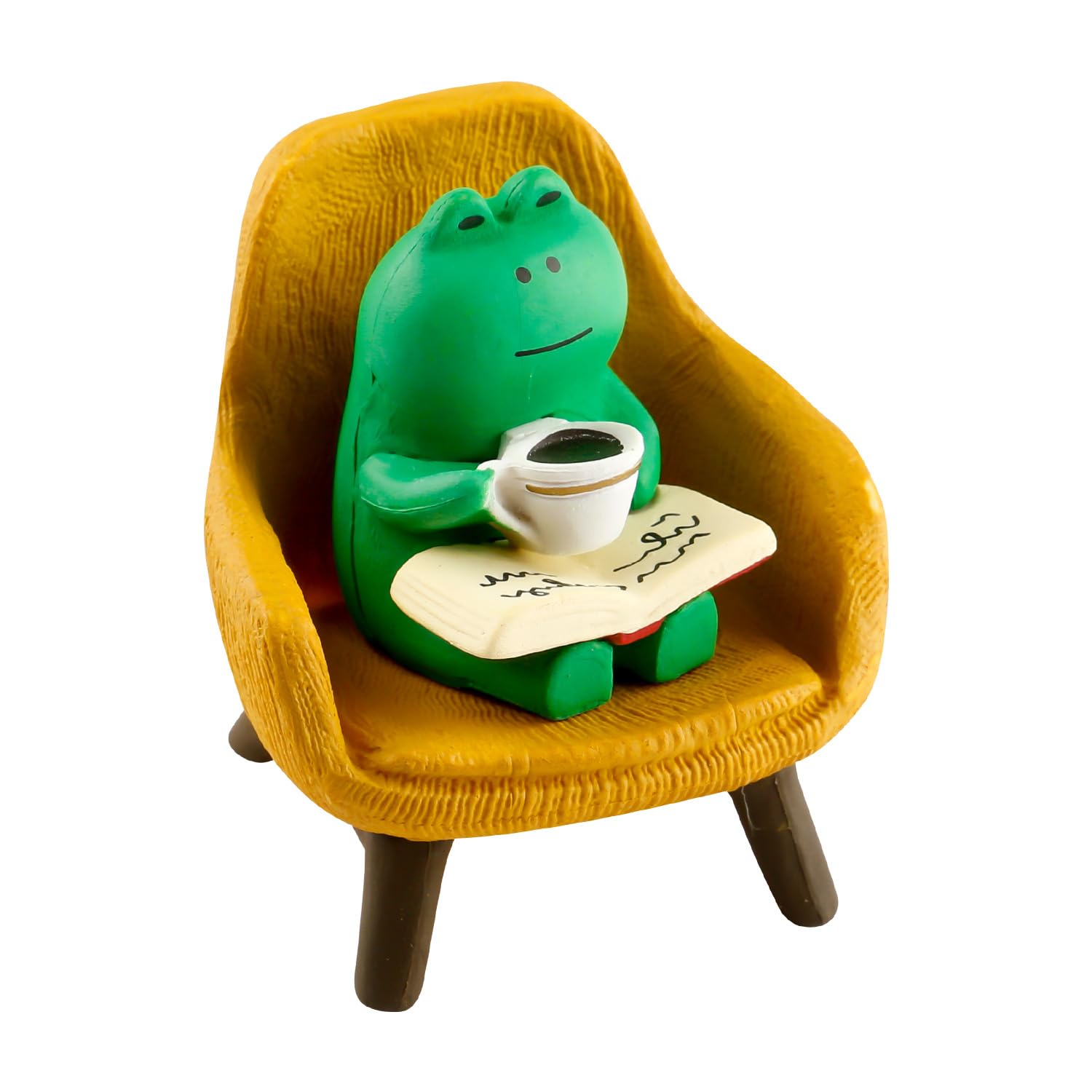 Tabanzhe Mini Frog Figurines 2PCS, Funny Tiny Frog Statues with Mini Sofa, Cute Miniature Frogs Ornaments, Small Desk Decorations Accessories for Home Office Bookshelf Fairy Garden Decor
