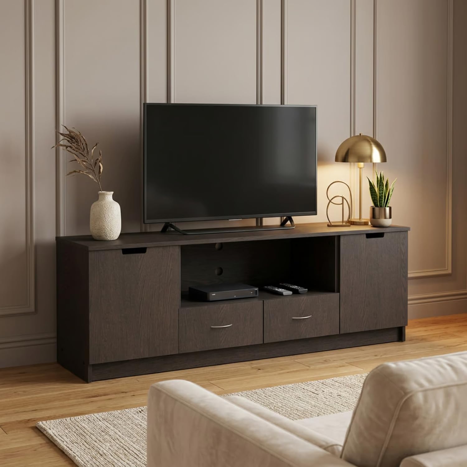 Morgan Multipurpose TV Unit fits Upto 43 inch with Storage Engineered Wood TV Entertainment Unit (Finish Color - Dark Wenge, Knock Down)-image-29
