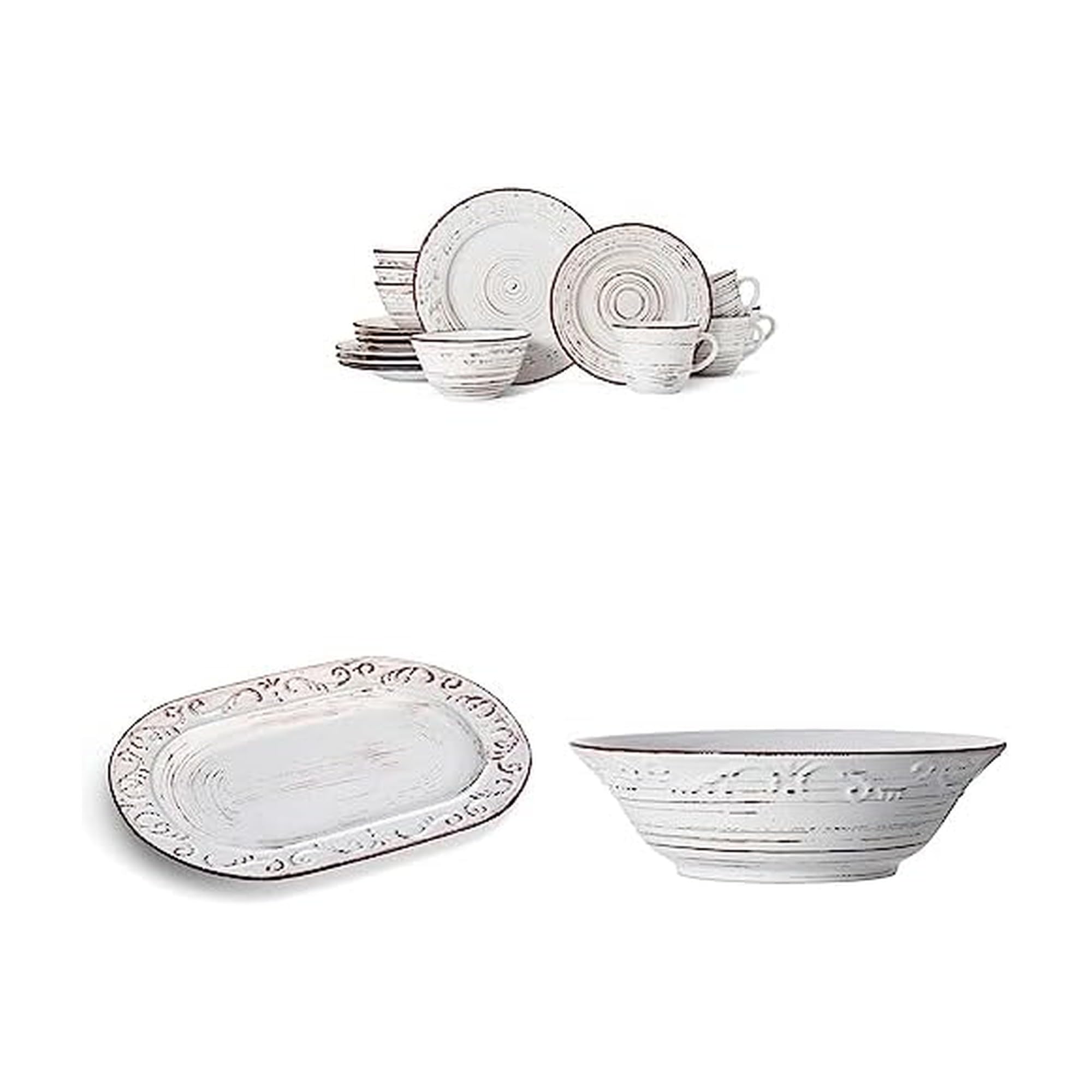 Amazon.com | Pfaltzgraff Distressed White 16-Piece Dinnerware Set