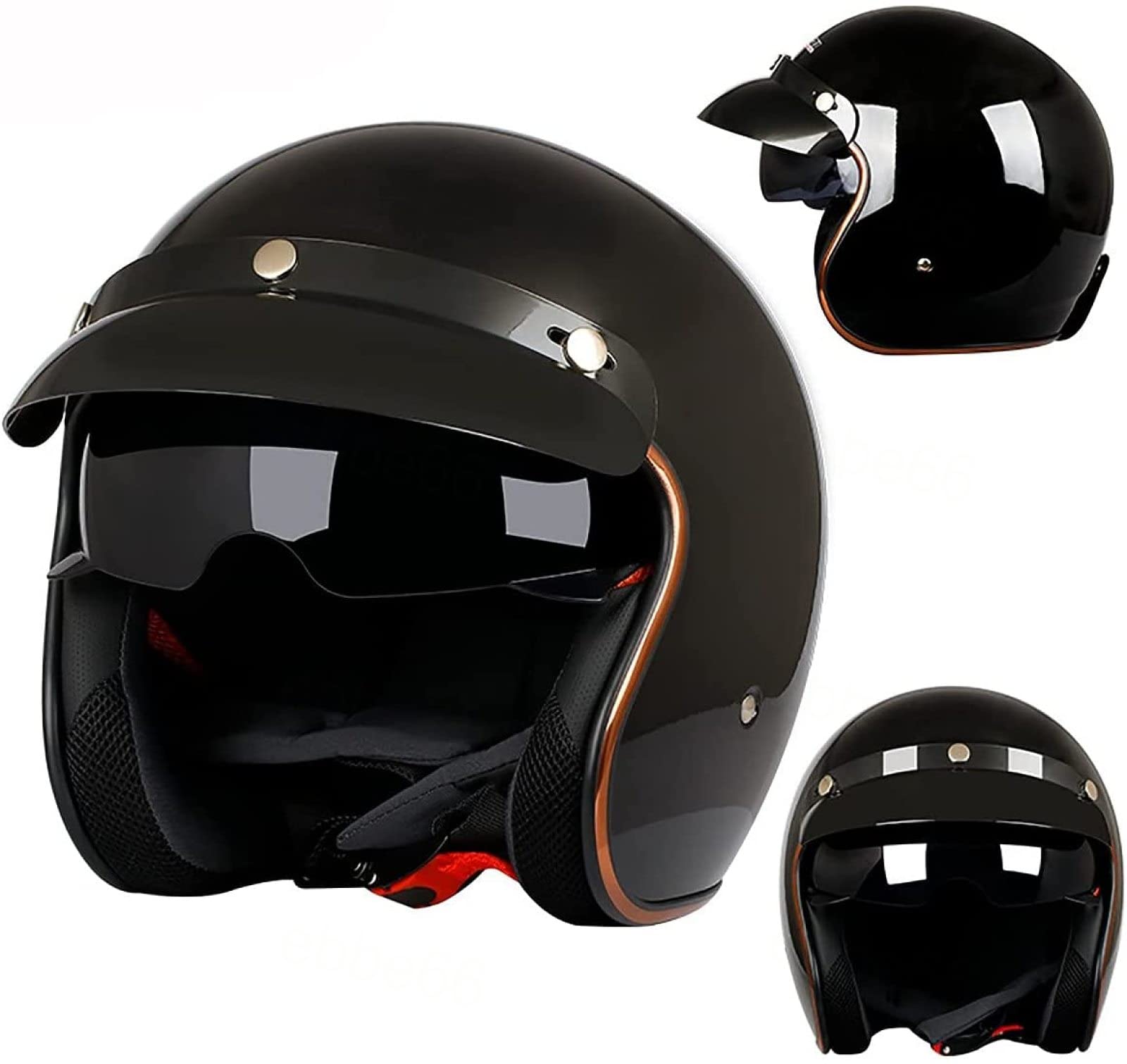 Casque jet 3/4 EBAYIN protection homologuée ECE contre les chocs et le soleil en moto