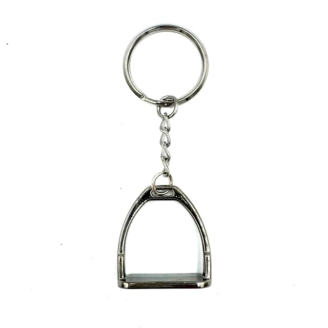 Foto 2 de 4 de JA Horse Llavero metálico colgante caballo jinete pony, Estribo plateado, 10 cm