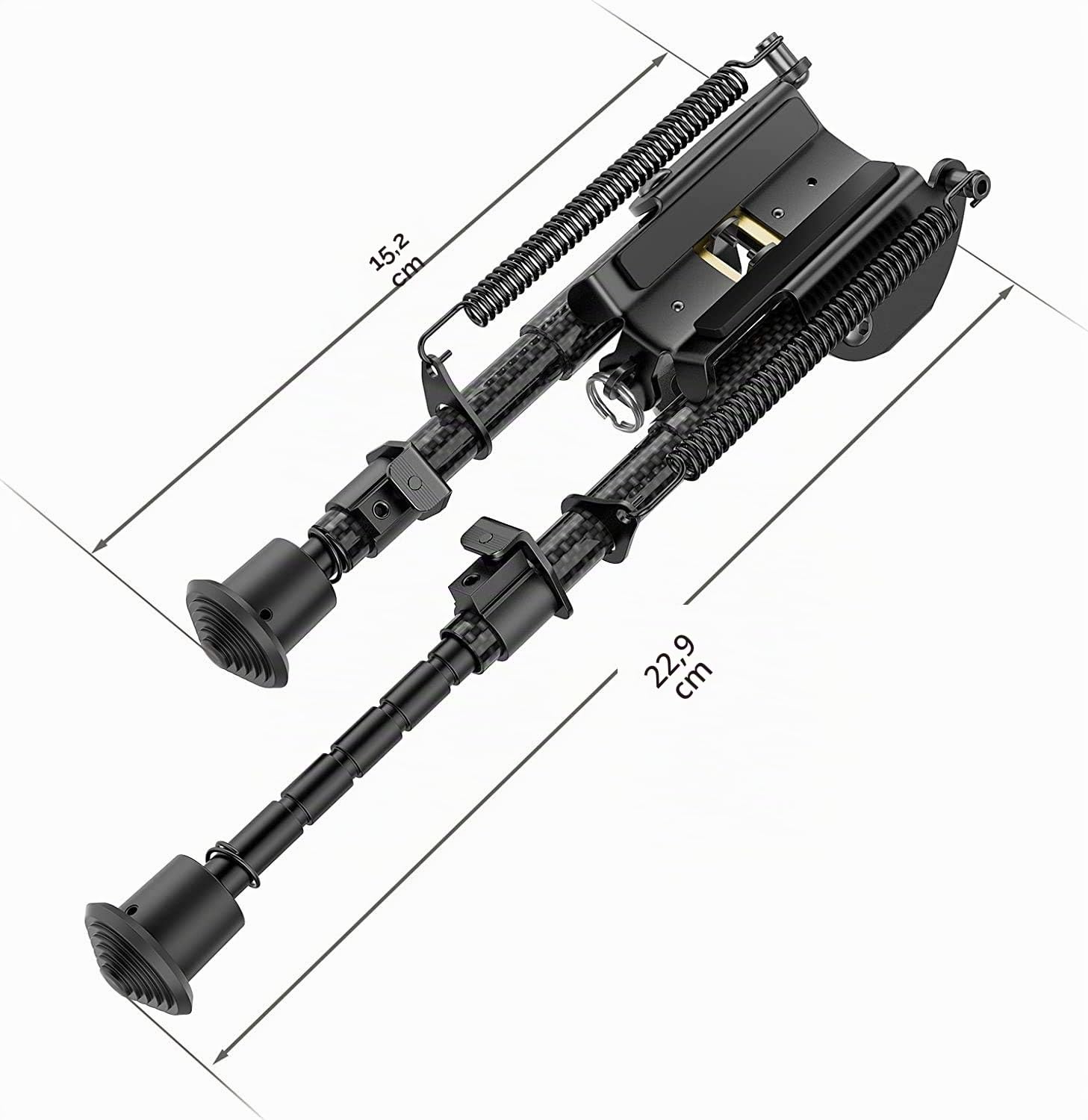 Fusil Feyachi bipied Fibre de Carbone 6"- 9" Extensible avec Adaptateur Picatinny, bipied Carbone pour la Chasse