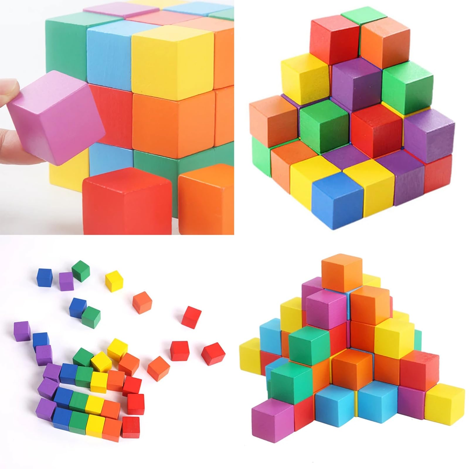 Gotetiso Houten kubus, 30 stuks, kleine houten blokjes, blanco, knutselkubus, natuurlijk, onbehandeld, blanco, blokjes, houten blokken, bouwblokken, hout, knutselen, puzzel, doe-het-zelf, handwerk