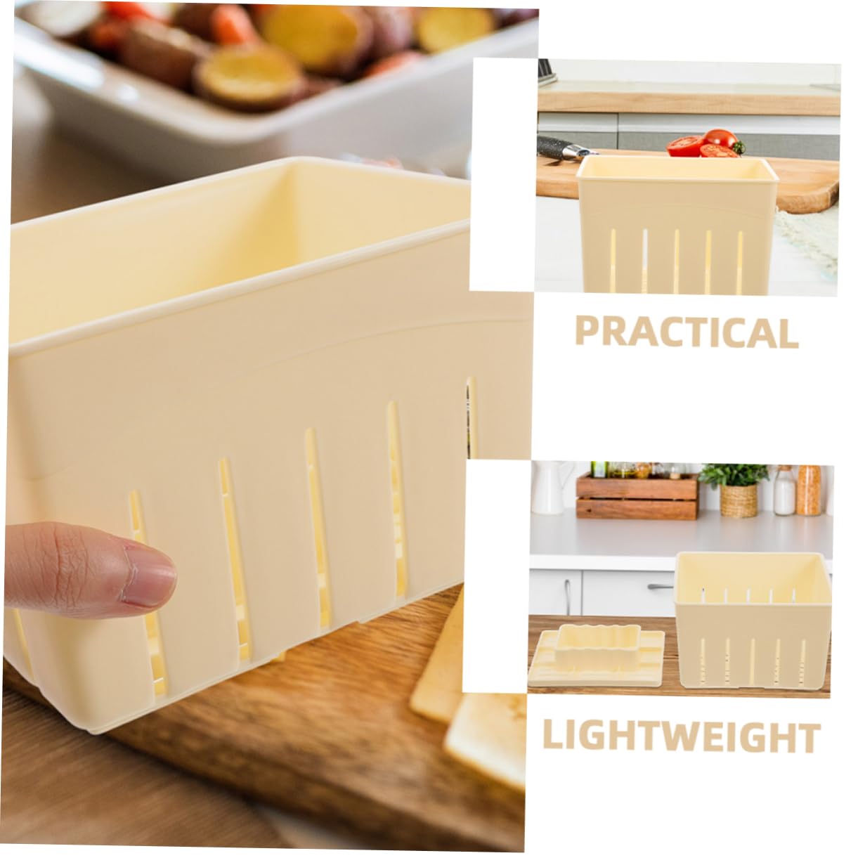 KICHOUSE Pressa Per Formaggio in Legno 4 Pezzi Stampo Per Tofu Domestico Manuale