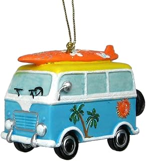 Chesapeake Bay Beach Bus Ornament with Surfboard On Roof Rack Hanging Ornament