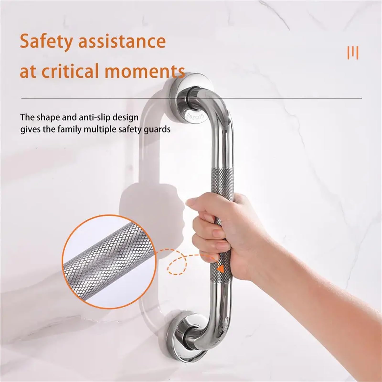 Barra de agarre para baño, mango de pared antideslizante para toalla y tocador, 50 cm, buen soporte de agarre para uso en el hogar, ayuda de baño segura y duradera