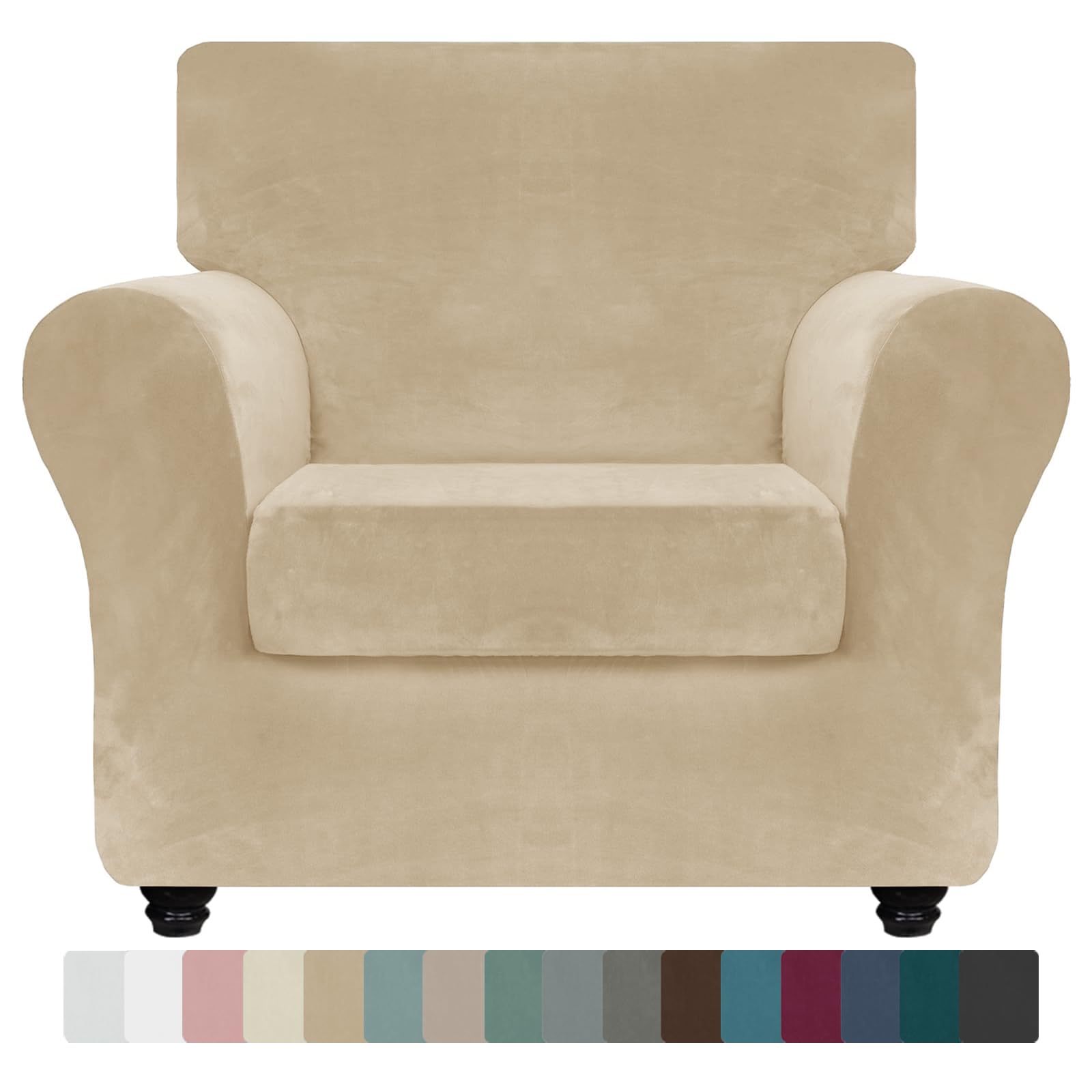 ZNSAYOTX Luxury Velvet Chair Slipcovers with Arms Piece Stretch Chair  Covers for Living Room Thick Soft Armchair Slipcover Anti Slip Dog Pet