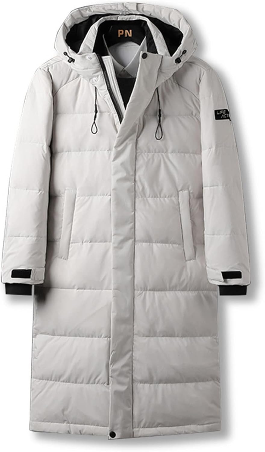 Men Down Jacket Long Parka Coat White Duck Down Coat Men Winter Outwear White Jacket Hooded Overcoat Mens