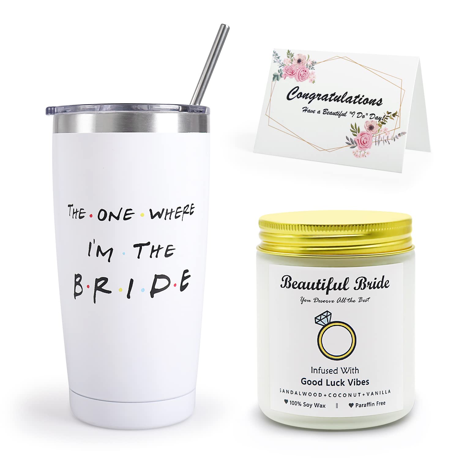 Frerdui4 Pcs Bride to Be Gifts, Bridal Shower Gifts for Bride to Be, Bride Gifts, Wedding Gifts, Bachelor Party Gift, Engagement Gifts for Her, Bride Box - 20oz Stainless Steel Tumbler Cup