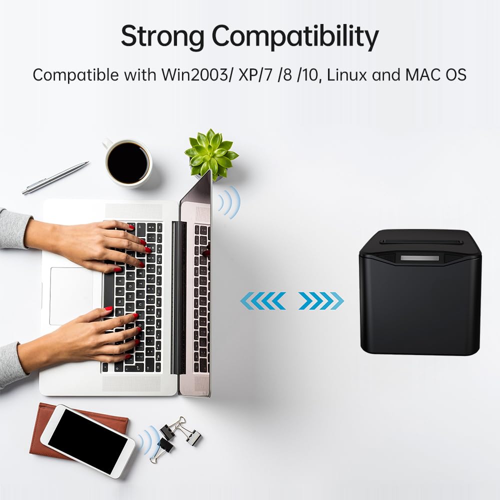 Imprimante d'étiquettes thermique 80 mm USB LAN découpe automatique ESC/POS