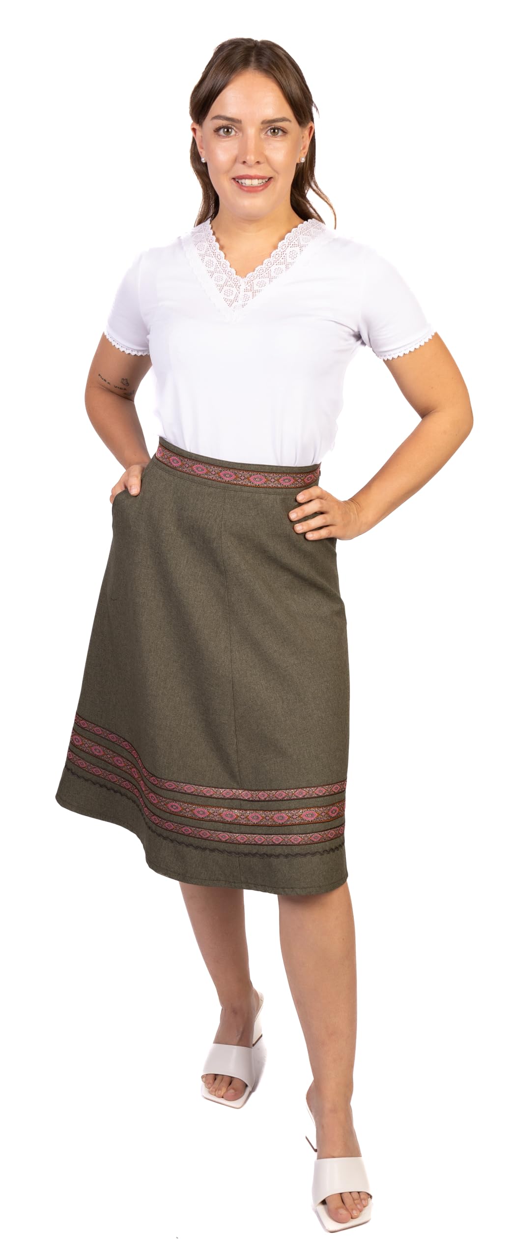 Trachtl - Anna-Marie Trachtenrock mit Eingrifftaschen Dirndl Oktoberfest Faltenrock Röcke in 6 Farben gr. 34-44