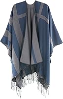 Vista 73 de Poncho chal para mujer, suéteres suaves y cálidos para mujer, parte delantera abierta, poncho de viaje para otoño, invierno y primavera