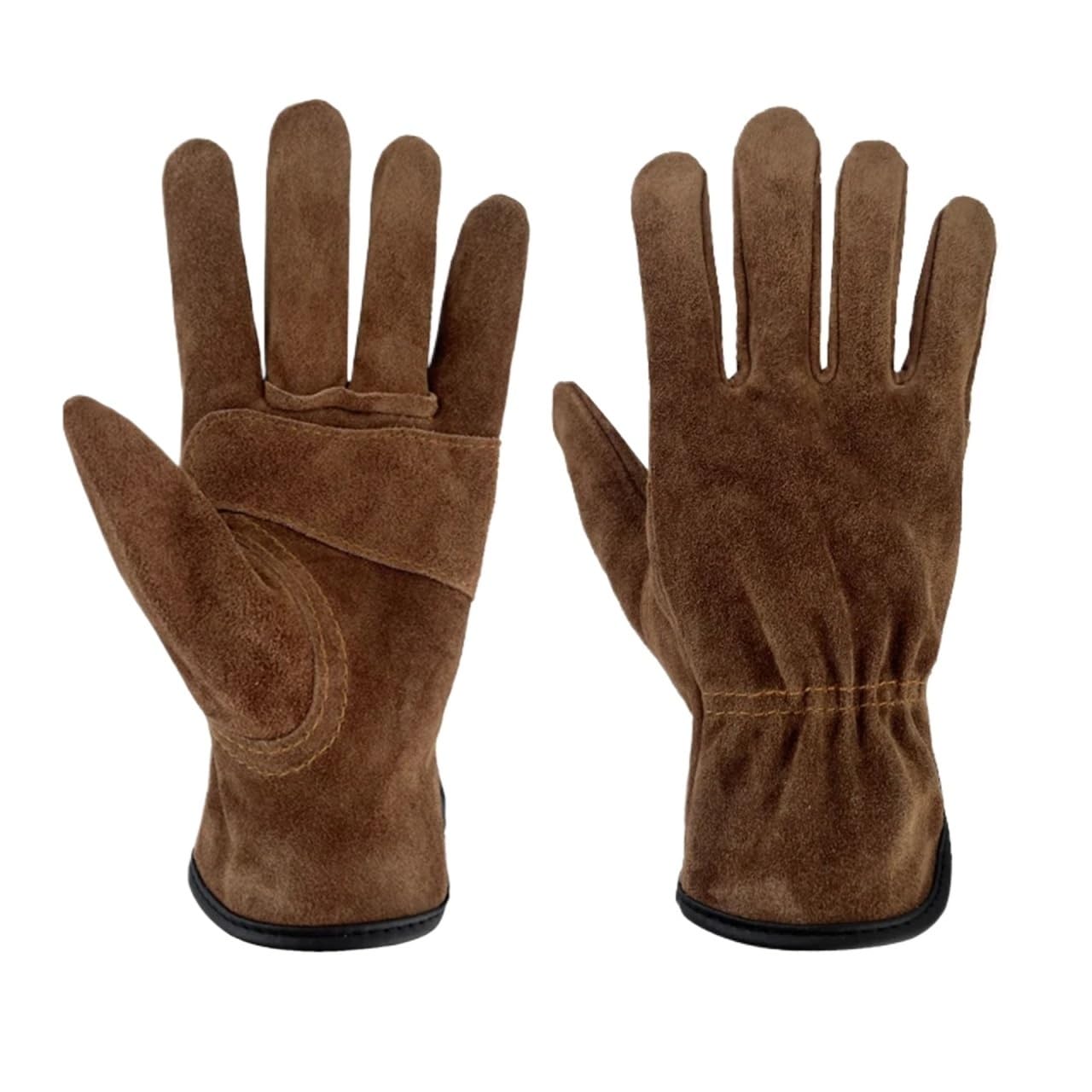 Compatible con guantes protectores for exteriores de piel de vaca con aislamiento térmico, anticortes, antiespinas, for acampar, montañismo, jardinería, poda, soldadura(M)