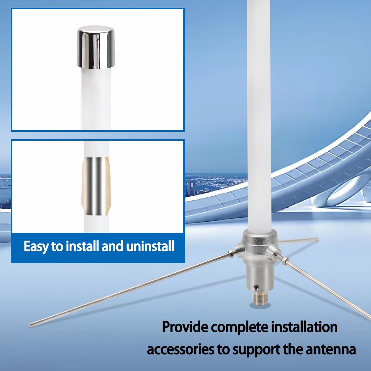 GMRS Antena base 462-467MHz, 7.2dBi de fibra de vidrio de alta ganancia GMRS UHF-Fhembra, conector SO239, antena compatible con radioaficionado móvil GMRS