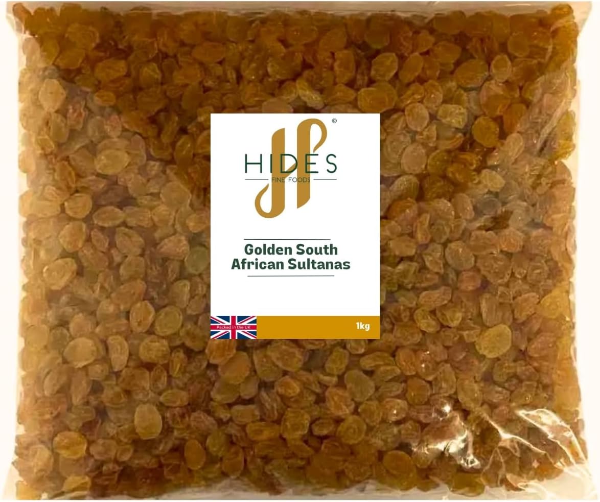 – Golden South African Sultanas 1kg - GMO Free - Suitable for Vegetarians - Baking - Desserts - Cakes - Cookies - Tart - Mince Pies - Granola