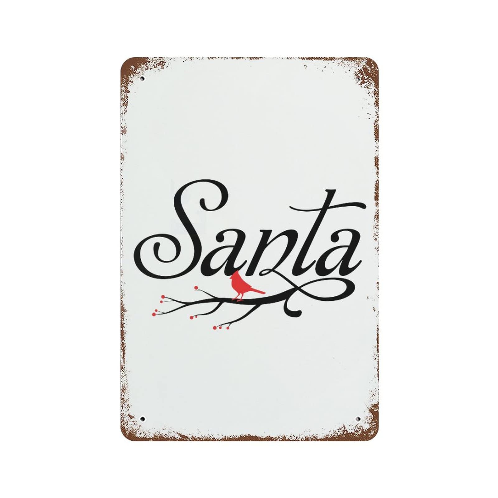 Pancarte en étain Santa Cardinals rouge grand format pour garage