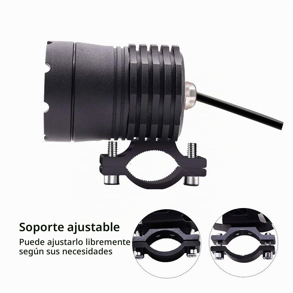 Luces antiniebla para motocicleta, focos LED auxiliares blancos, luces de conducción DRL universales para motocicleta, 2 faros LED para motocicleta, bicicleta, ATV, scooter, camión, coche, barco