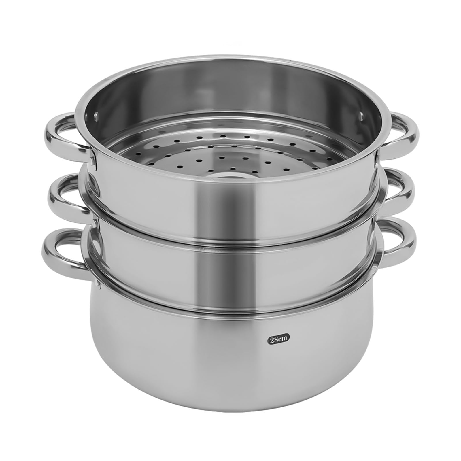 Vaporera de 28 cm Vaporera de 5 niveles Vaporera de 5 niveles Cacerola de acero inoxidable Vaporiza alimentos como pan, albóndigas, verduras