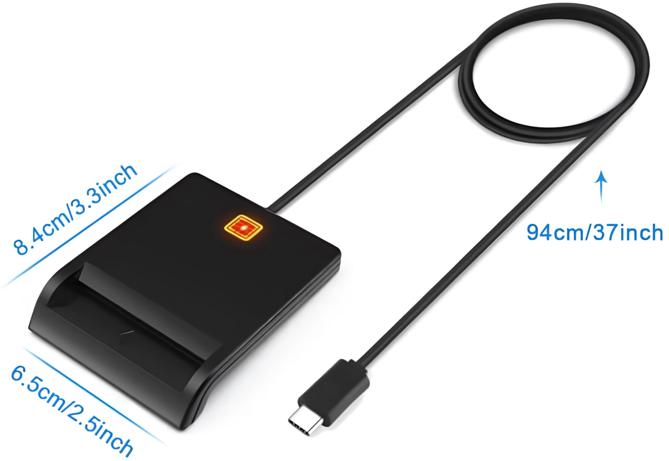 DCR1 Lecteur Carte CPS (Carte Professionnel de santé) PC SC Carte Vitale monofente, Compatible Tout Logiciel Plug and Play - USB A USB C - Compatible Windows/Mac