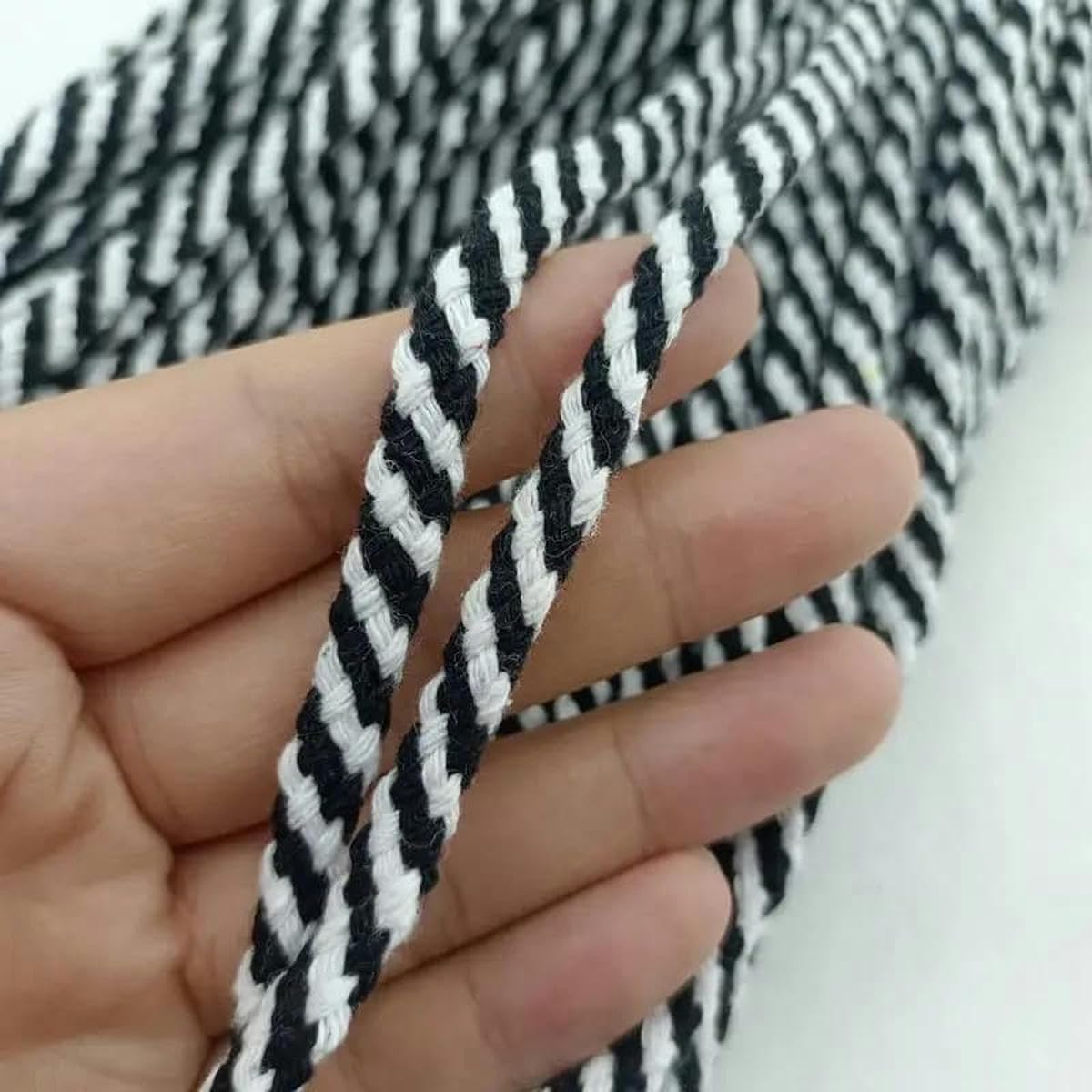 Macrame Rope Twisted String,Cotton For DIY Craft And Sewing Multicolor 5mm 30m(Black)