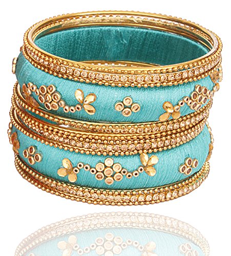 Image of NMII Get your traditions Valentine Gift for Girls & Women Silk Thread Bangle Set With Zircon For Womne & Girls