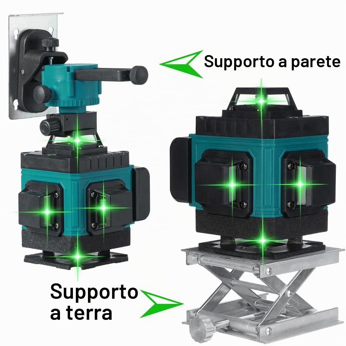 Livellatore Laser 4D 16 Linee 360° Verde con Treppiede – Autolivellante Professionale con Batterie, Supporto Magnetico e Telecomando, Laser Multilinea per Edilizia e Ristrutturazioni