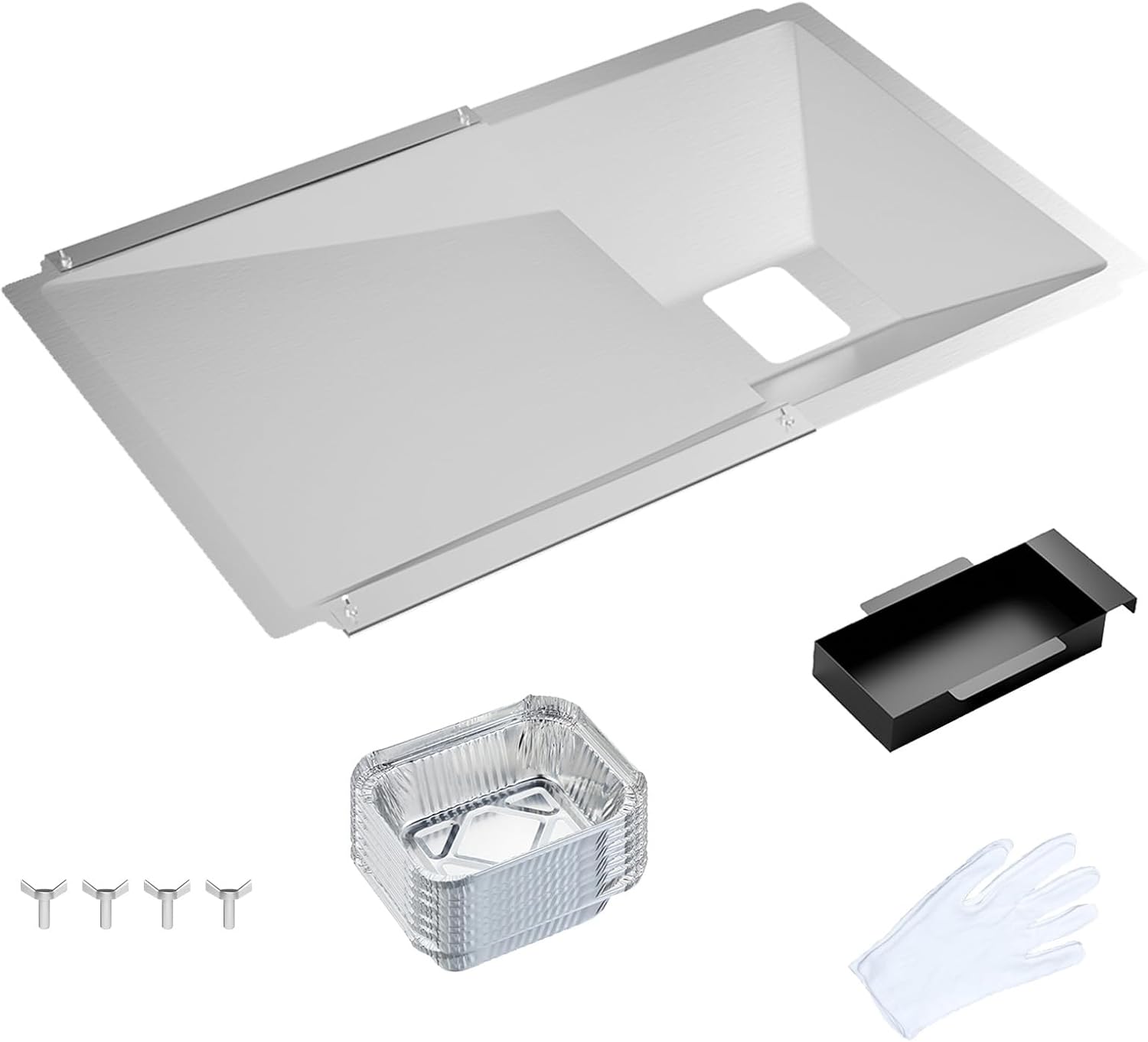 23.6"L to 31.6"L Grease Tray with Catch Pan and Foil Liners for Nexgrill, BHG, Charbroil, Dyna Glo, Kenmore, Grill Master, Backyard, Expert Grill, Adjustable Drip Pan for Most 3/4/5 Burner Gas Grill