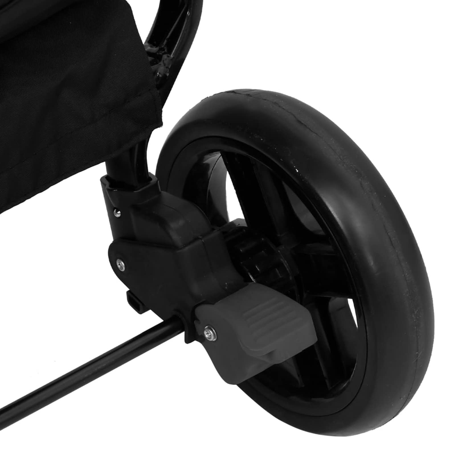 Homgoday Passeggino Gemellare Grigio Scuro e Nero in Aiaio, Mobili per Casa Interno Esterno Soggiorno Camera da Letto