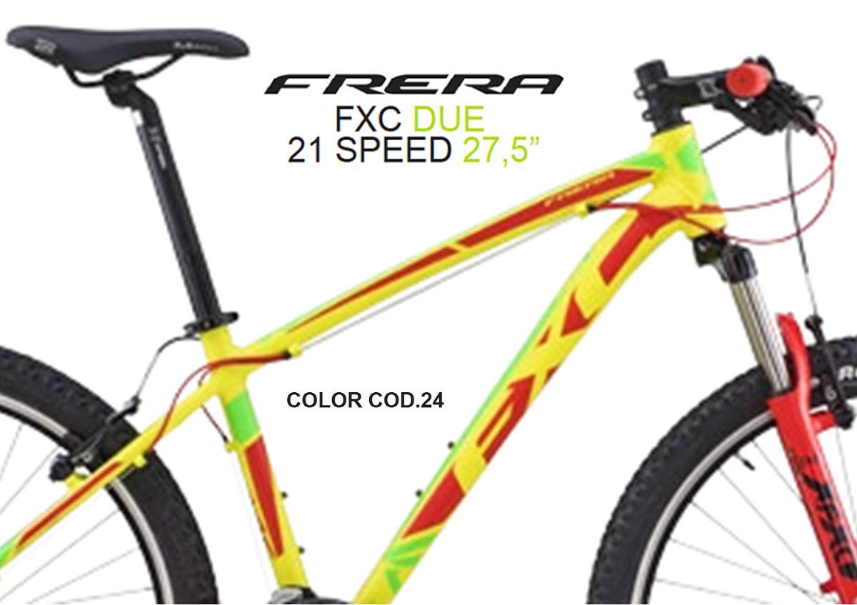 CICLI PUZONE Bici FRERA MTB FXC Due Shimano Tourney 21 Speed Ruota 27,5  Gamma 2020 (Giallo Arancio Verde (cod.24), 48 CM) : Sport e tempo libero