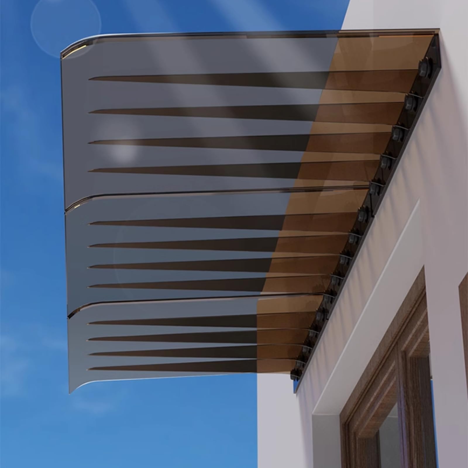GJMSSMY Invisible Curved Canopy for Doors & Windows, Outdoor Awning - Weather Protection for Entrances, Balconies & Windows, Perfect for Rain & Snow