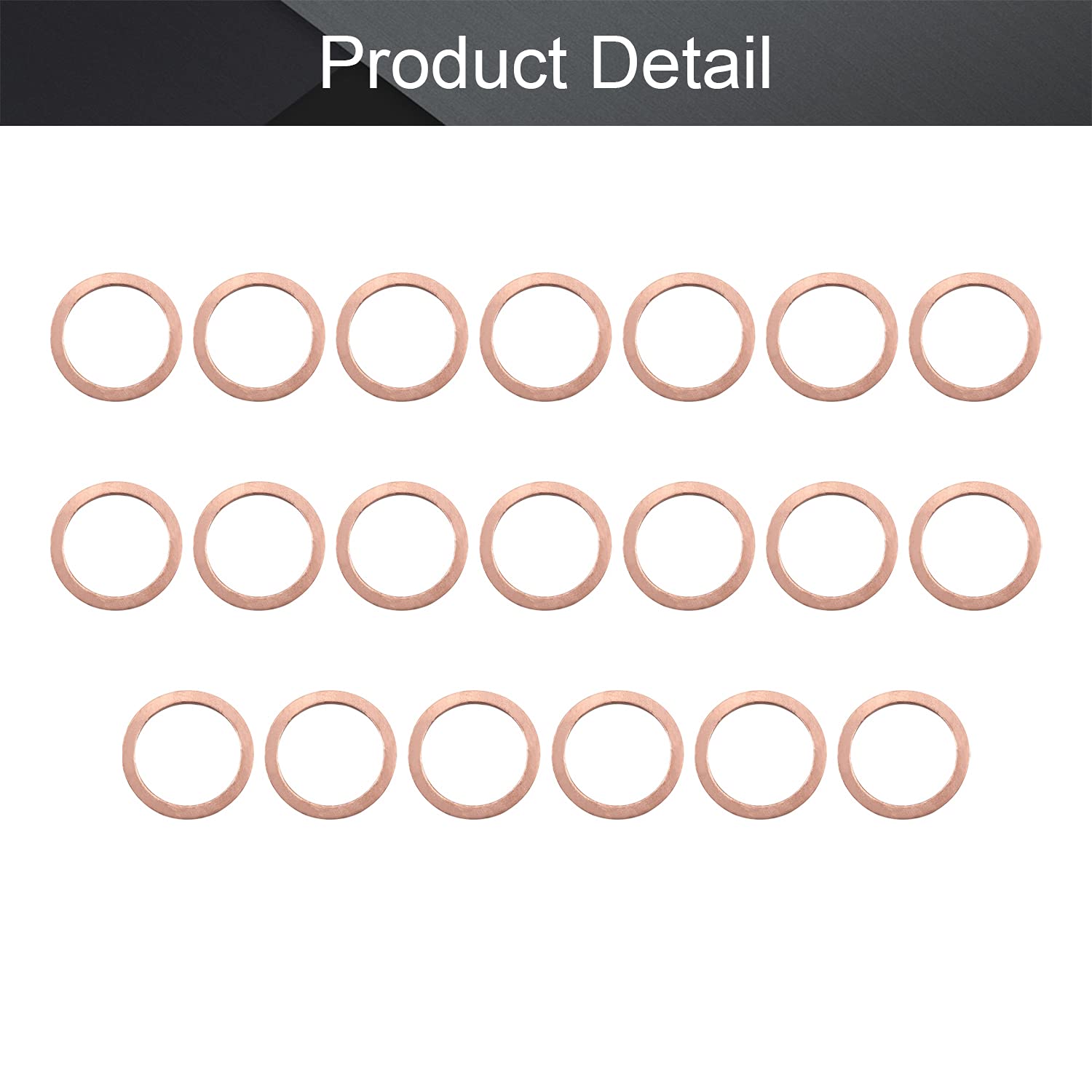 Copper Washer Assortment 20pcs 22mm Od 16mm Id 1mm Thick Copper Washer Flat Ring Oil Brake Line Seal Copper Washer Assortment 20pcs 22mm Od 16mm Id 1mm Thick Copper Washer Flat Ring Oil Brake Line Seal
