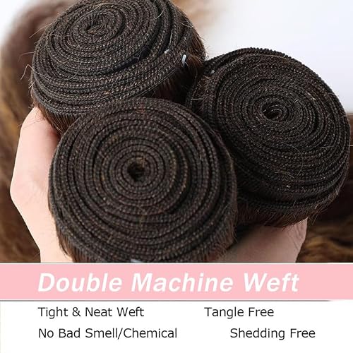 KODRHAR T1B/30 Ombre Brown 3 Bundles Human Straight Hair 10 12 14 Inch Straight Human Hair Brown Bundle 12A Brazilian Virgin Hair Quick Weave for Women T1B/30 Color — view 3