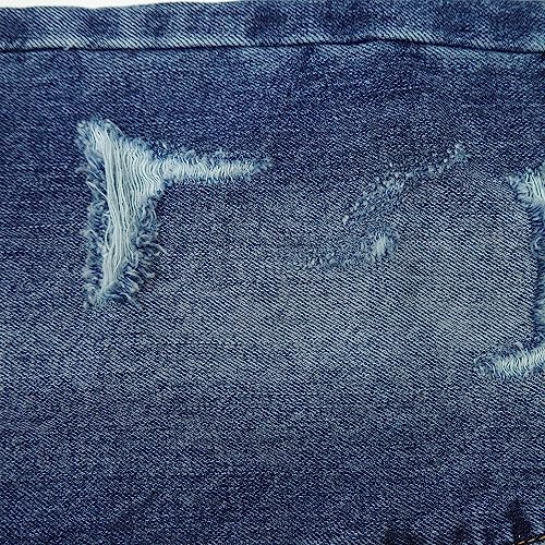 KIDSCOOL SPACE Baby Little Big Girls Jeans,Elastic Waistband Inside Ripped Holes Soft Simple Desgin Denim Pants3