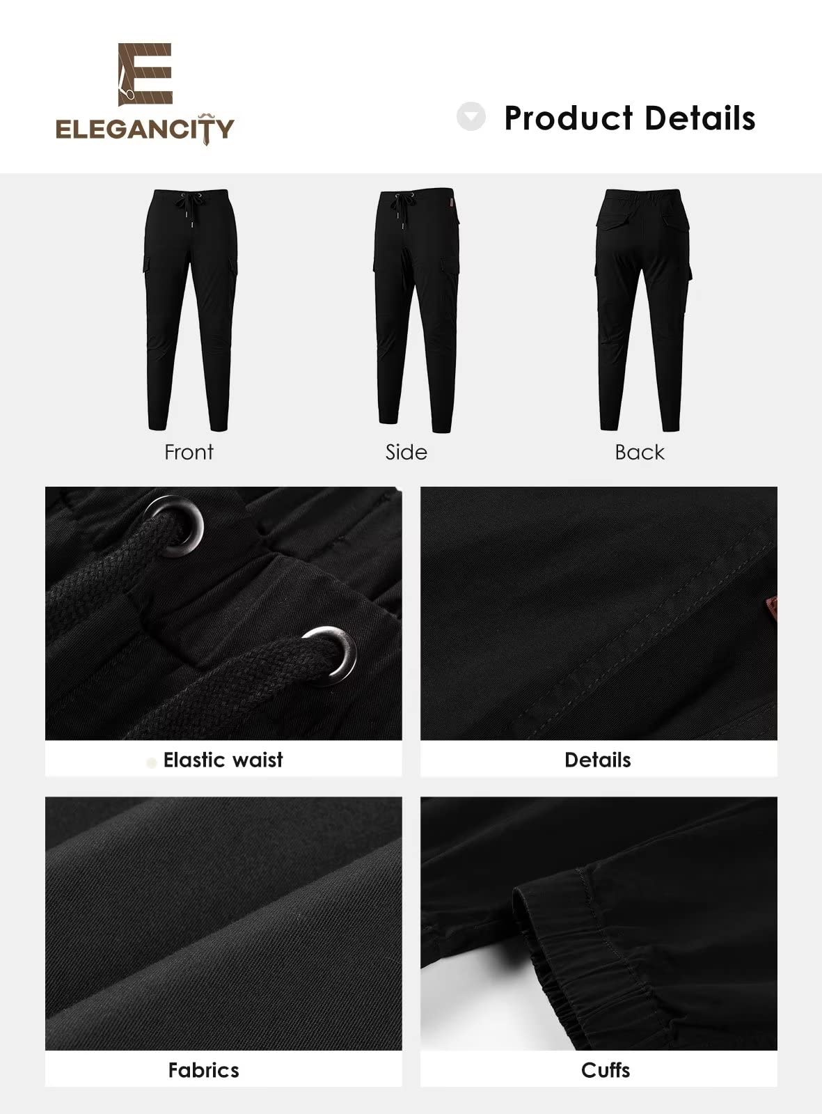 Elegancity Pantalones Hombre Pantalon Cargo Pantalon Chino Jogger Pants Pantalon Cargo Elastico Hombre con 6 Enchufes S-XXL