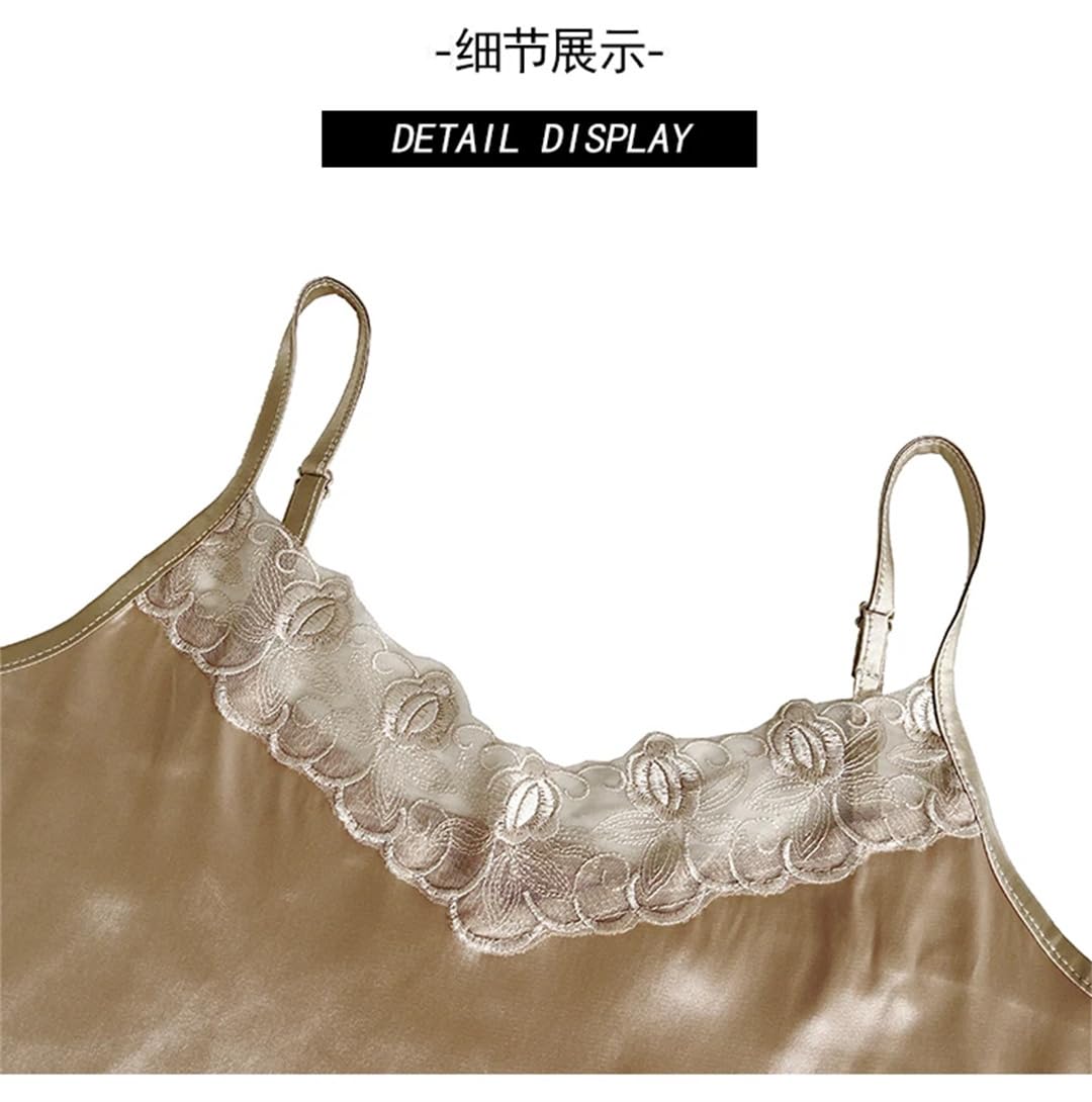 Débardeur d'été sans manches en satin de soie pour femme avec col en V