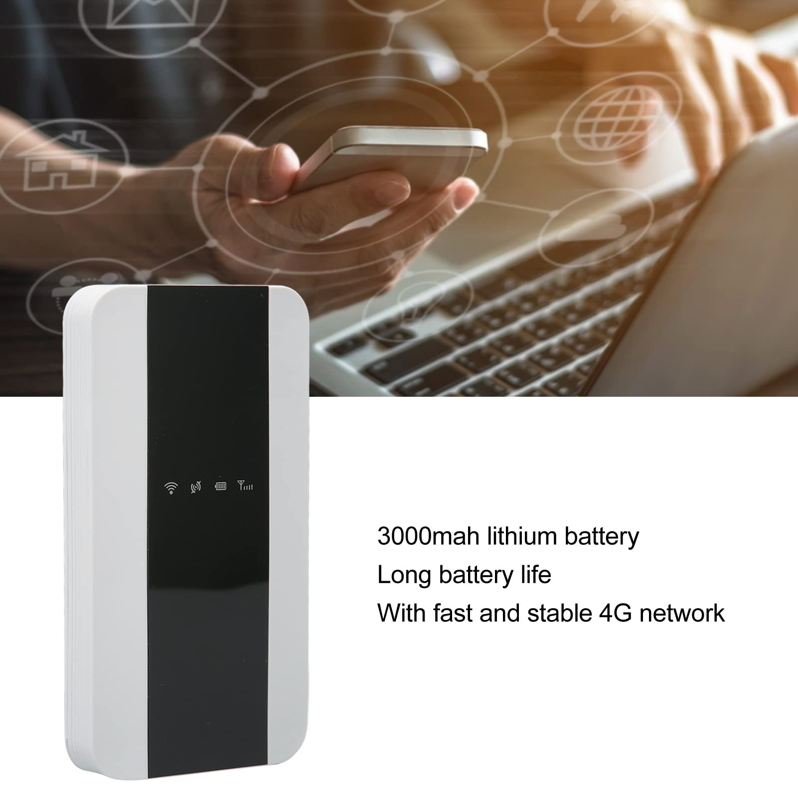 Zunate Hotspot WiFi Mobile, Router WiFi Sbloccato 4G LTE Dispositivo Hotspot WiFi Portatile con Slot per Scheda SIM, velocità di Download 150 Mbps, per Laptop, Tablet, Telefoni Cellulari