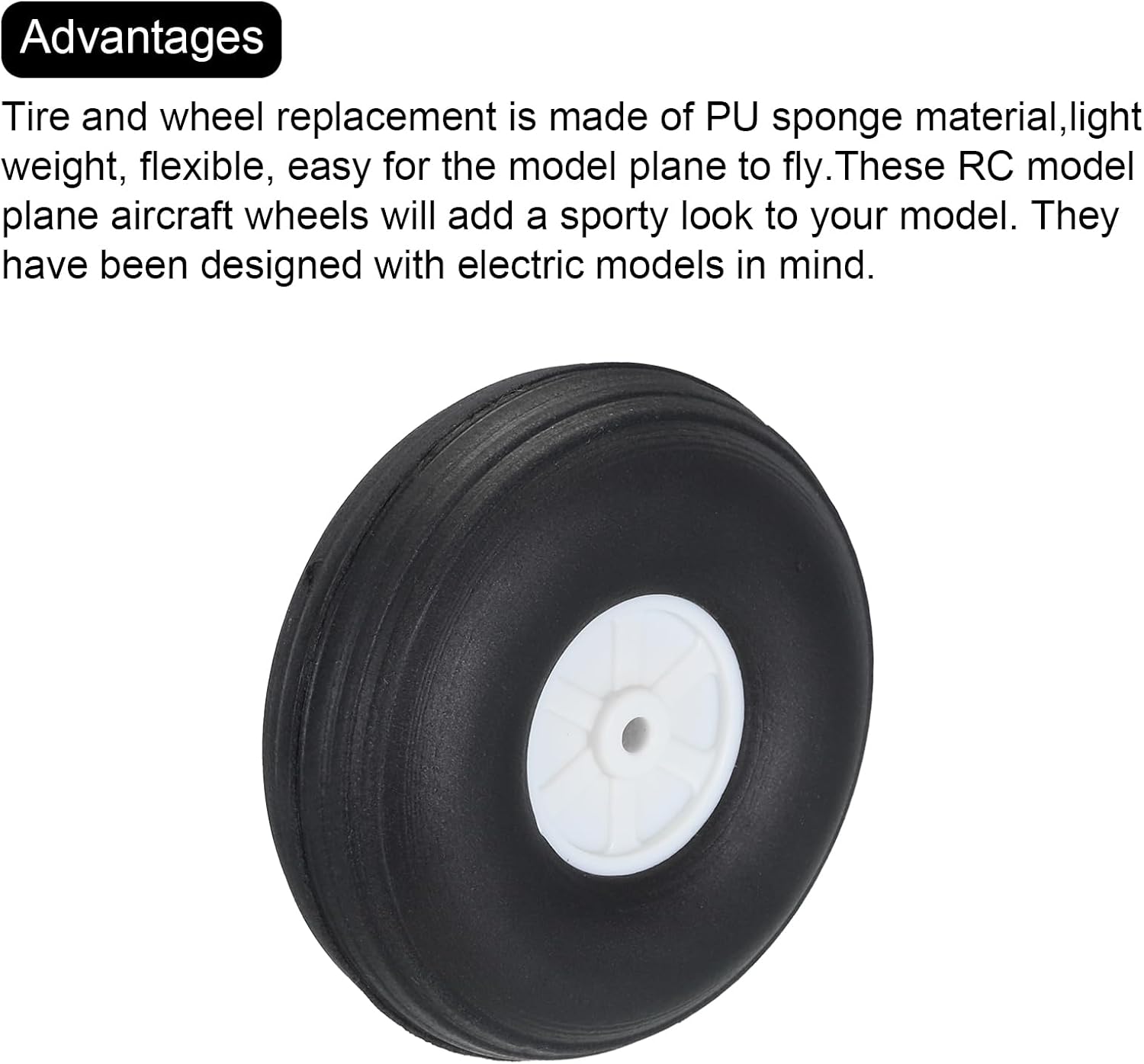 MECCANIXITY RC Airplane Wheels 2.52" OD RC Airplane,Aircraft PU Sponge Wheels,Tire Tail Wheel RC Aircraft Foam Wheel Replacement for DIY RC Model Plane Aircraft Pack of 4
