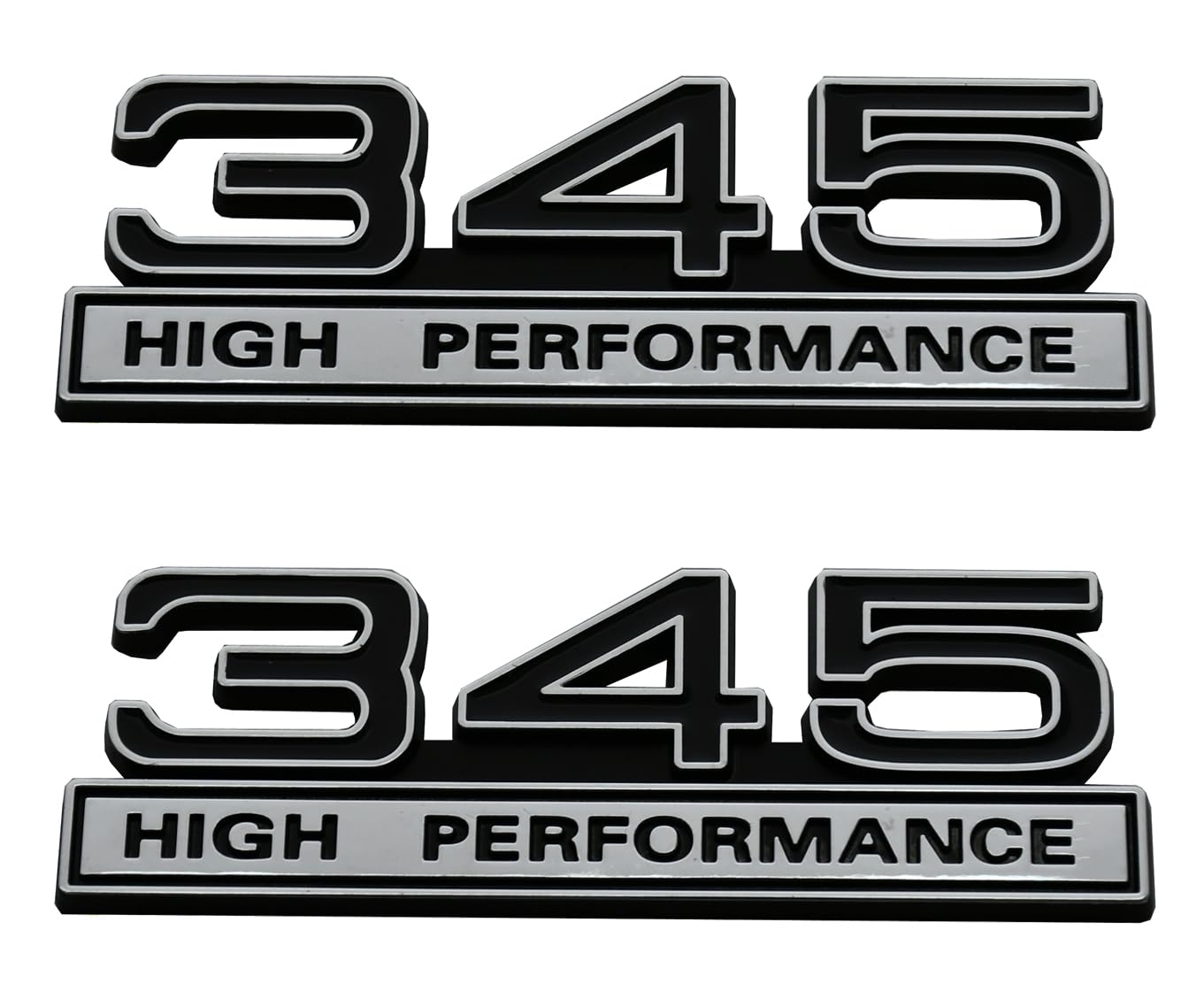 Fasclot 2pcs 345 5.7 Liter High Performance Engine Emblems Badge 3D Decals Stickers Cars Trucks (Chrome Black)
