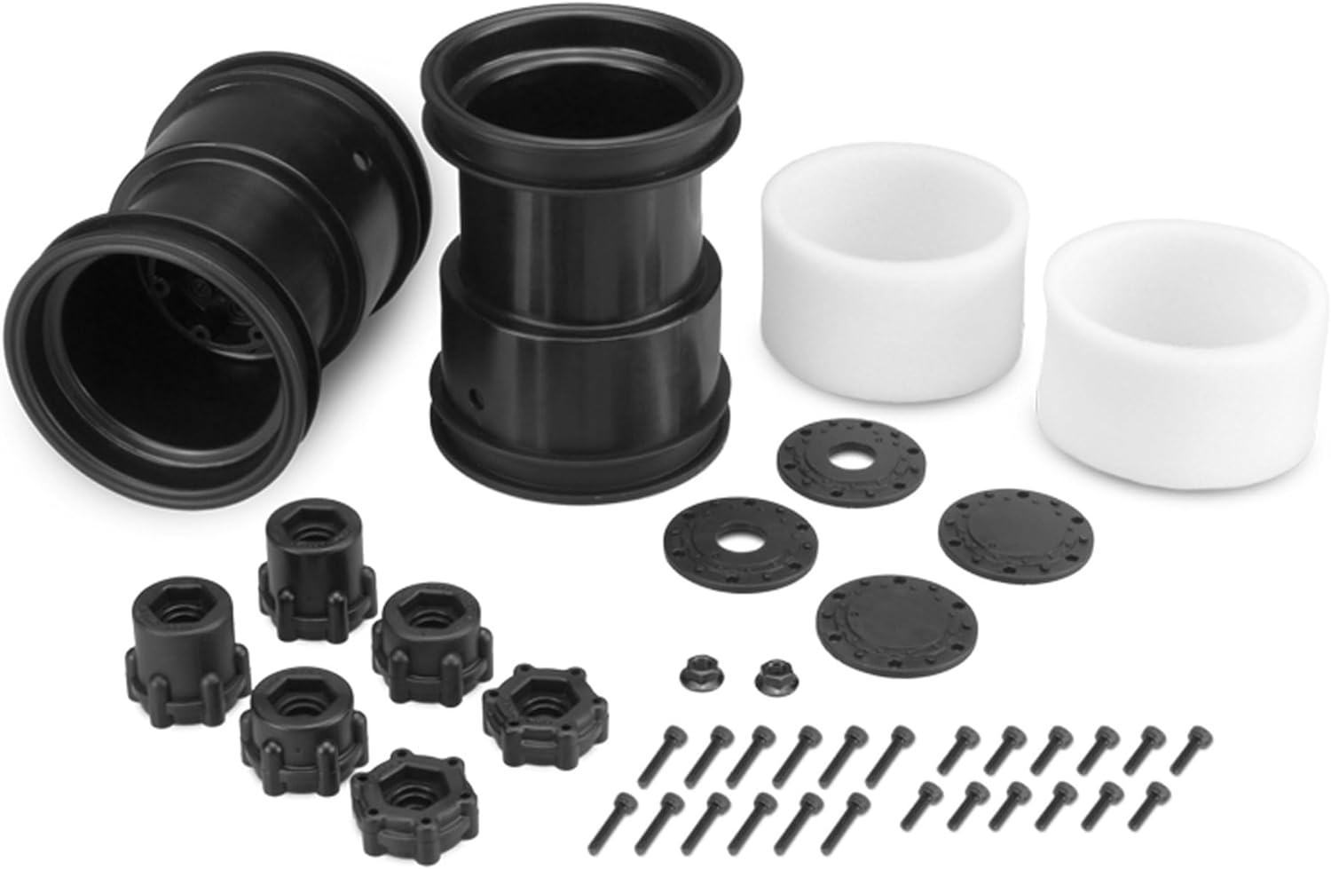 J Concepts 3377B Tribute 2.6x3.6 Monster Truck Wheels with Adaptors, Black (1 Pair)