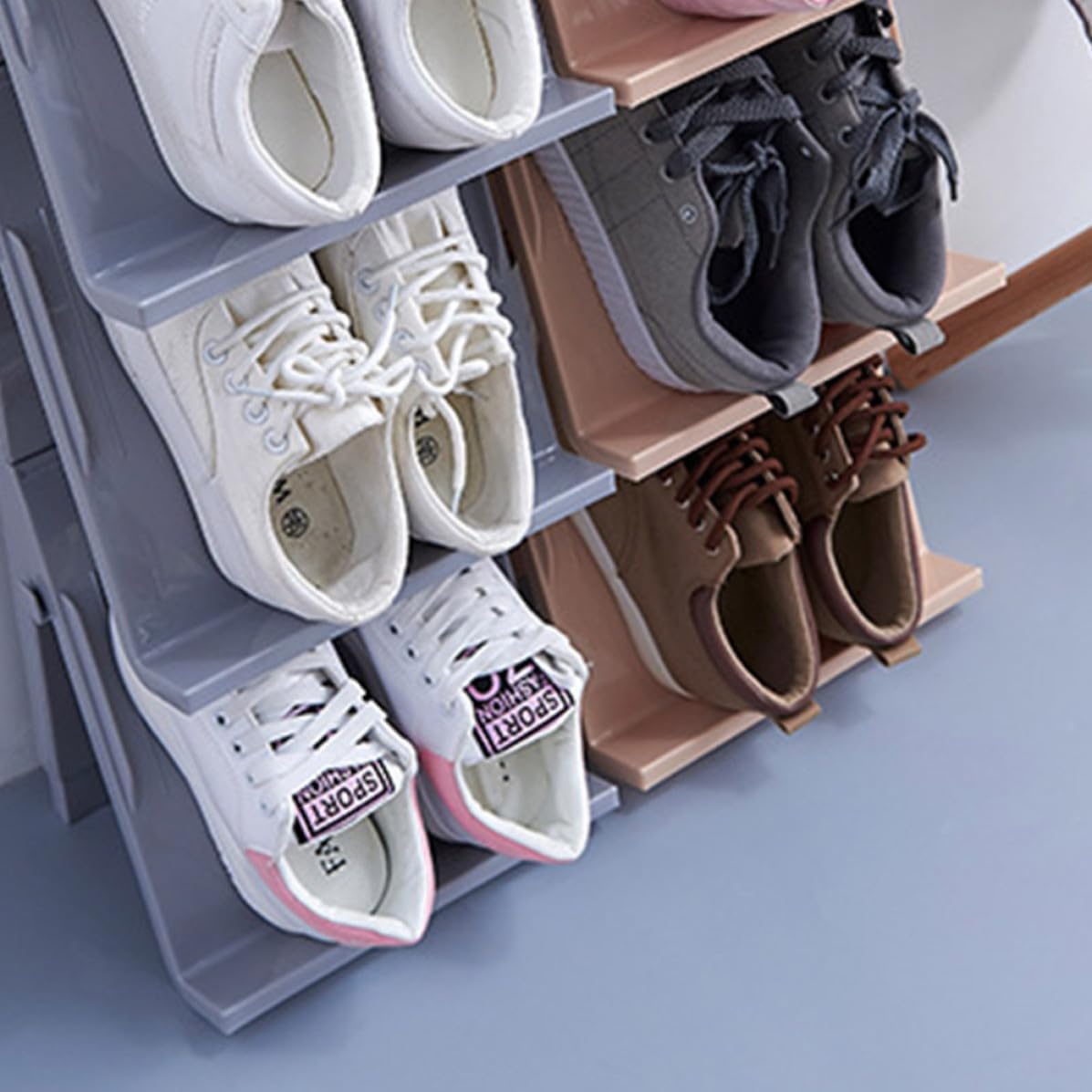 Grey Multi Layer Shoe Storage Rack Organizer with PP Waterproof Design