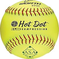Worth 11" ASA Approved Slowpitch Softballs - 12 Pack Yellow with Red Stitching, Durable 3-Piece Tech for Consistent Spin
