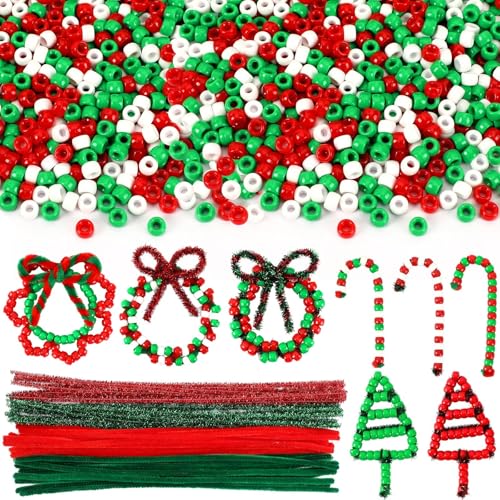 Perles de Noël poney faciles à enfiler avec tiges chenille pour éviter le gaspillage